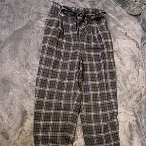 GARAGE plaid tie belt pants